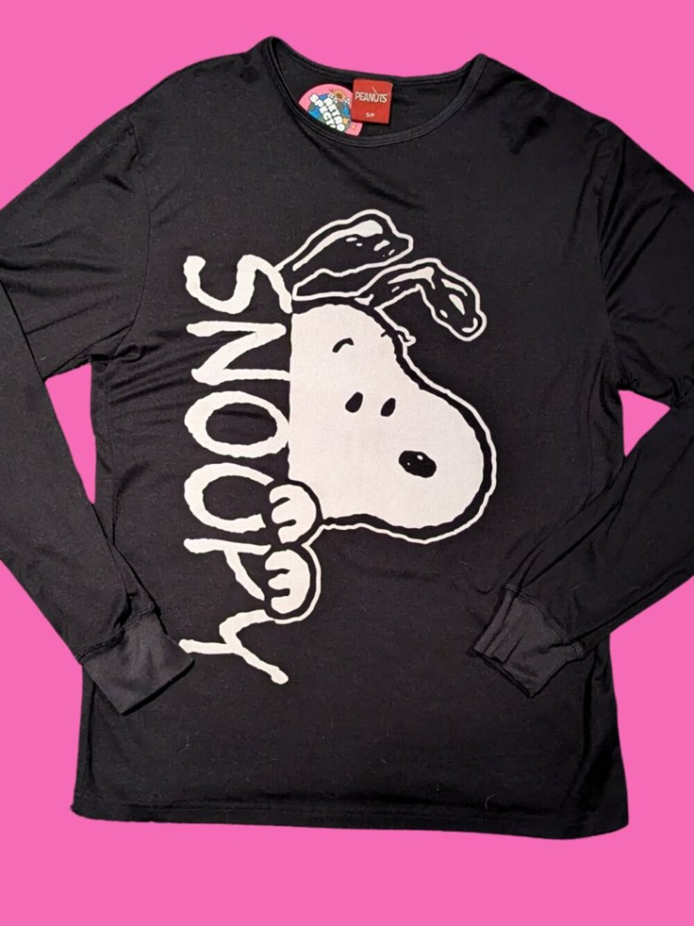 Peanuts, Snoopy Black Long Sleeves Shirt Size S